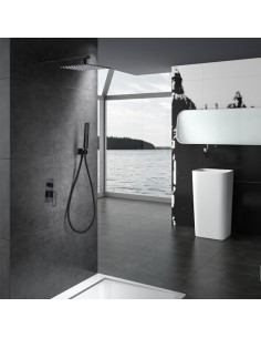 CONJUNTO DUCHA MONOMANDO EMPOTRADO SUECIA NEGRO MATE 2