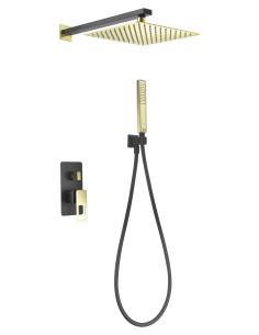 DUCHA EMPOTRADA SUECIA NEGRA Y ORO BRILLO BDC032-6NGOLD