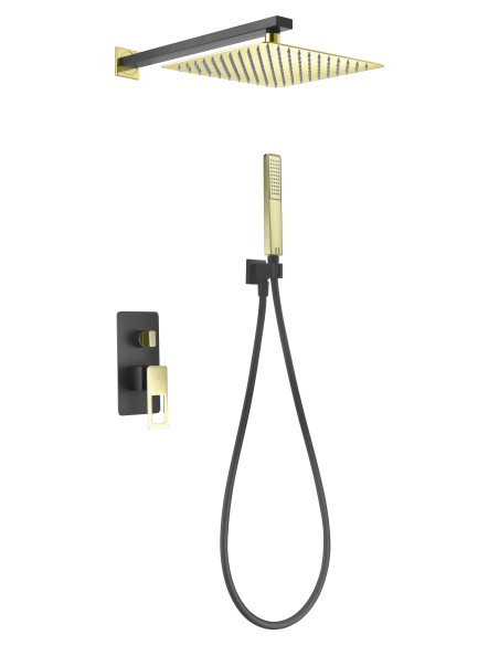 DUCHA EMPOTRADA SUECIA NEGRA Y ORO BRILLO BDC032-6NGOLD