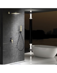 DUCHA EMPOTRADA SUECIA NEGRA Y ORO BRILLO BDC032-6NGOLD 2