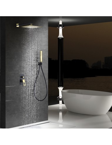 DUCHA EMPOTRADA SUECIA NEGRA Y ORO BRILLO BDC032-6NGOLD
