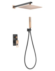 CONJUNTO DUCHA MONOMANDO EMPOTRADO SUECIA NEGRO ORO ROSA BRI