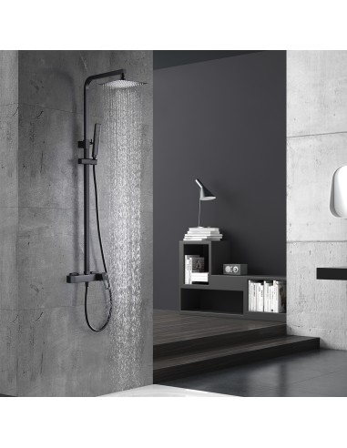 CONJUNTO DUCHA MONOMANDO SUECIA NEGRO MATE