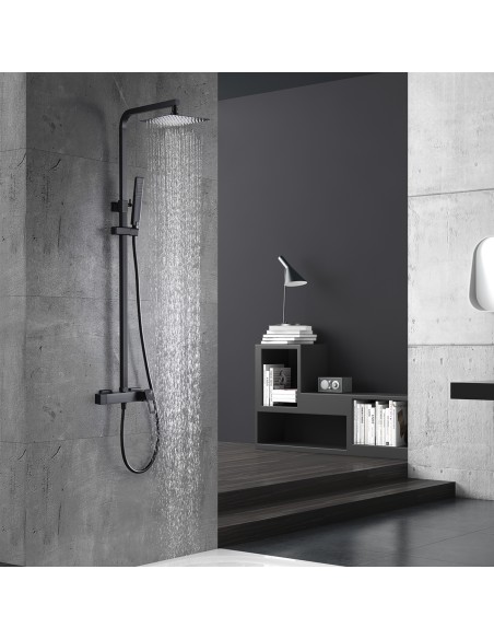 CONJUNTO DUCHA MONOMANDO SUECIA NEGRO MATE