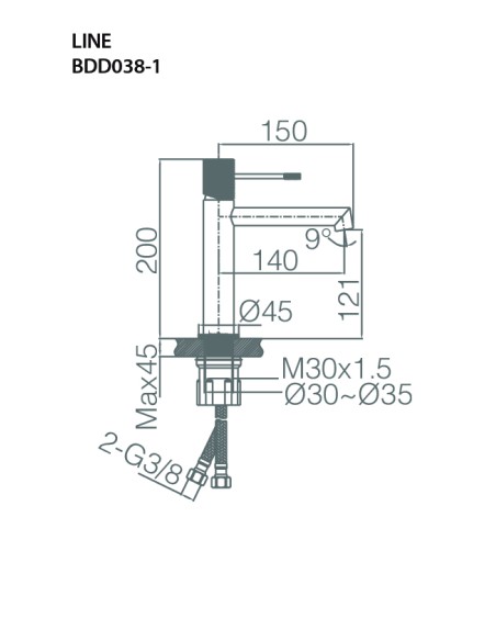 MONOMANDO LAVABO LINE ORO CEPILLADO LINE / TOP