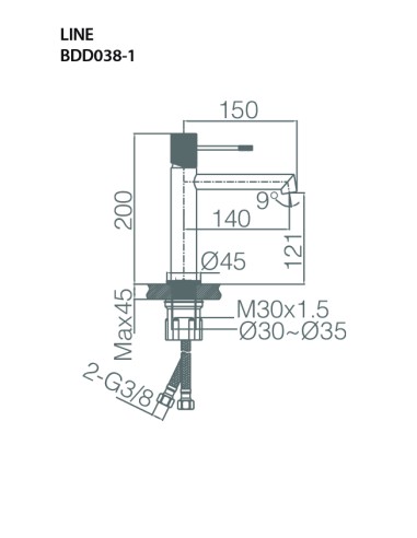 MONOMANDO LAVABO LINE ORO ROSA CEPILLADO LINE / TOP