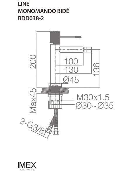 MONOMANDO BIDE LINE NEGRO MATE LINE / TOP