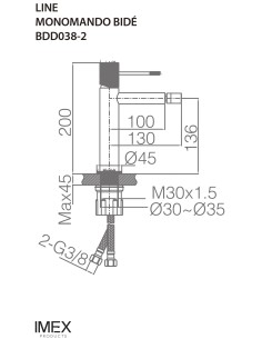MONOMANDO BIDE LINE ORO ROSA CEPILLADO LINE / TOP 2