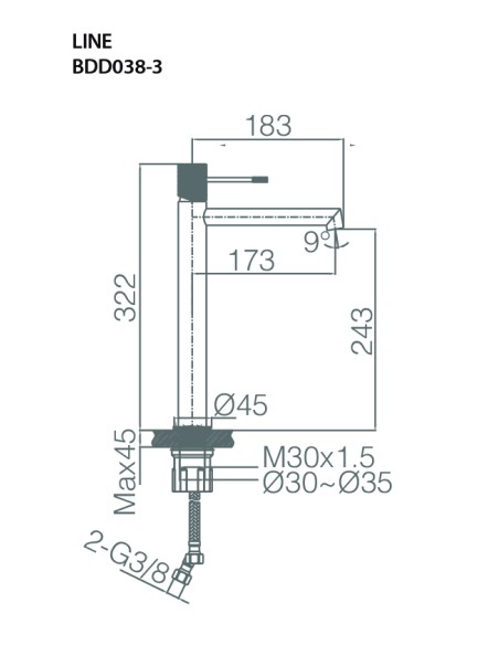MONOMANDO LAVABO ALTO LINE ORO CEPILLADO LINE / TOP