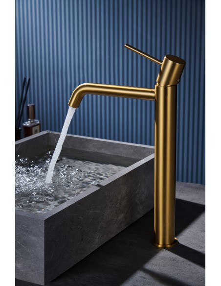 MONOMANDO LAVABO ALTO MONZA ORO CEPILLADO