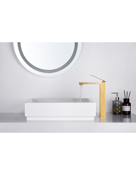 MONOMANDO LAVABO ALTO PISA ORO CEPILLADO PISA / CAT