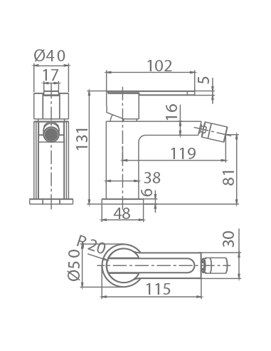MONOMANDO BIDE ROMA ORO CEPILLADO