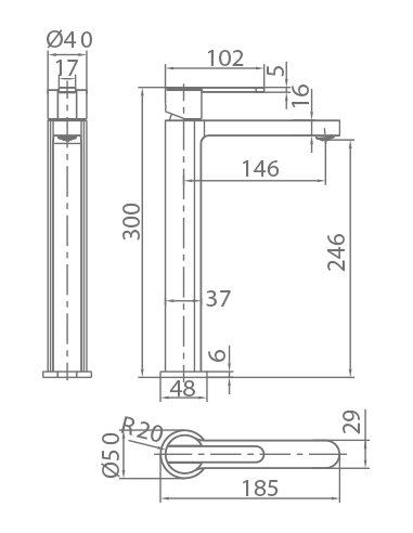 MONOMANDO LAVABO ALTO ROMA ORO ROSA CEPILLADO