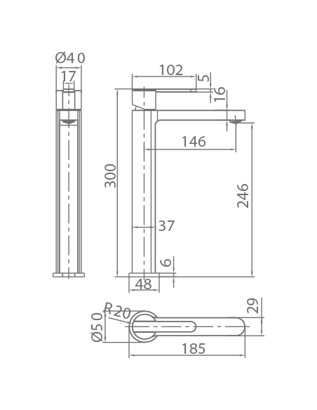 MONOMANDO LAVABO ALTO ROMA ORO ROSA CEPILLADO