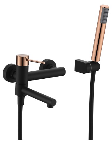 MONOMANDO EMPORTRADO BAÚO/DUCHA MILOS STICK NEGRO ORO ROSA