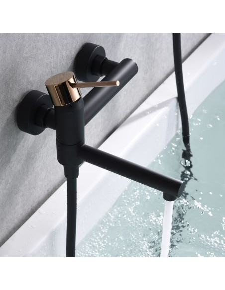 MONOMANDO EMPORTRADO BAÚO/DUCHA MILOS STICK NEGRO ORO ROSA