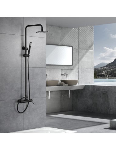 CONJUNTO DUCHA MONOMANDO MILOS STICK NEGRO MATE