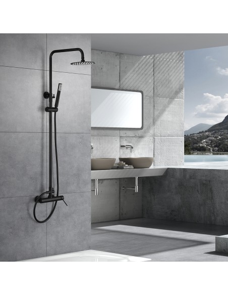 CONJUNTO DUCHA MONOMANDO MILOS STICK NEGRO MATE