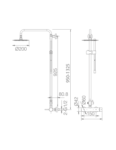 CONJUNTO DUCHA MONOMANDO MILOS STICK NEGRO MATE