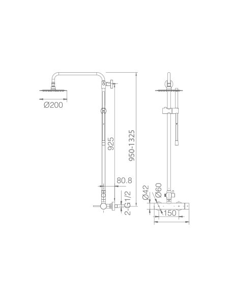 CONJUNTO DUCHA MONOMANDO MILOS STICK NEGRO MATE