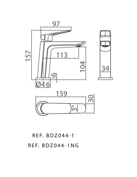 MONOMANDO LAVABO BELGICA NEGRO MATE