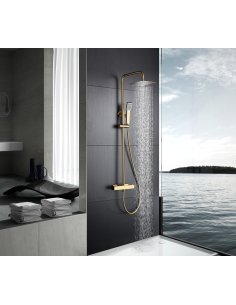 CONJUNTO DUCHA TERMOSTATICO ART ORO CEPILLADO 2