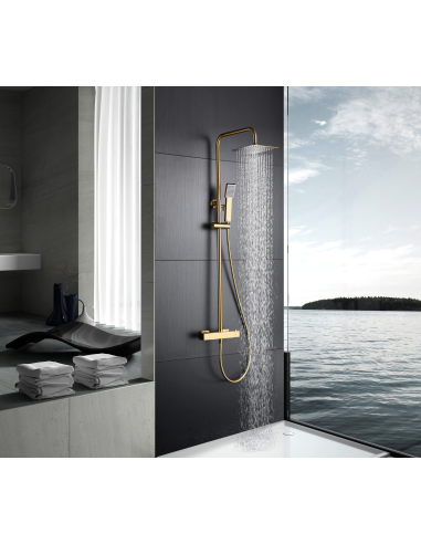 CONJUNTO DUCHA TERMOSTATICO ART ORO CEPILLADO