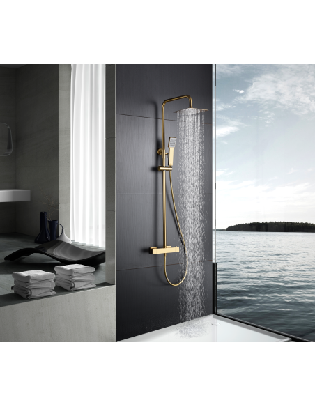 CONJUNTO DUCHA TERMOSTATICO ART ORO CEPILLADO